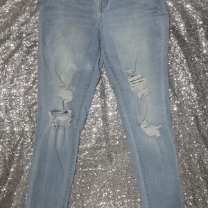 SO Light Blue Distressed Skinny Jeans